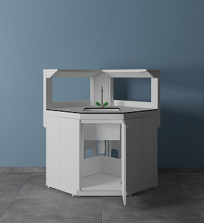 Стол-мойка СМС-Д (угловой) с полкой - открытые дверцы